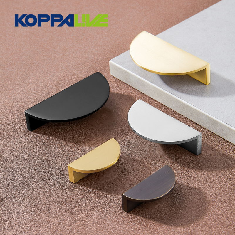 Koppalive Brass Half Moon Handle 150mm Luxury Brushed Gold Drawer Kitchen Cabinet Door Semicircle Handles for Furniture