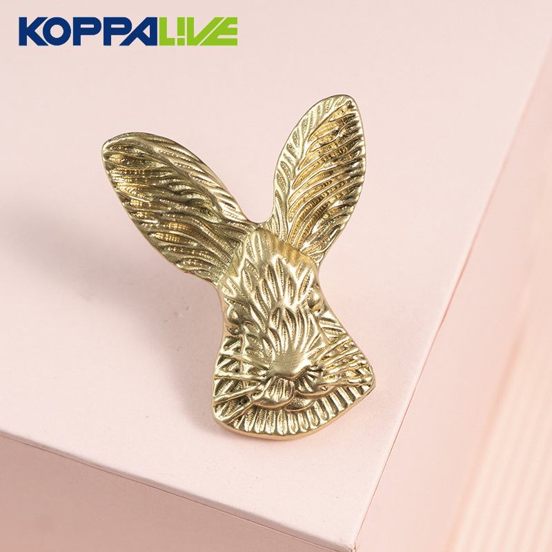 Nordic brass handle creative cute children' room cabinet drawer wardrobe door handle art deco copper animal rabbit knob