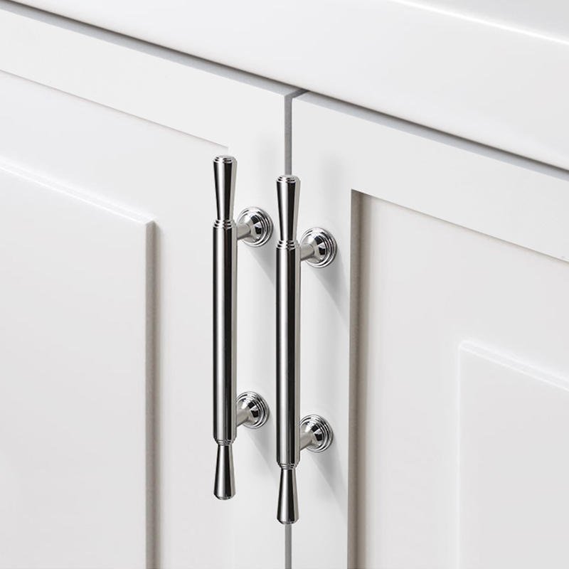 Minimalist french style solid brass kitchen cabinet chrome handles silver pull copper drawer knob