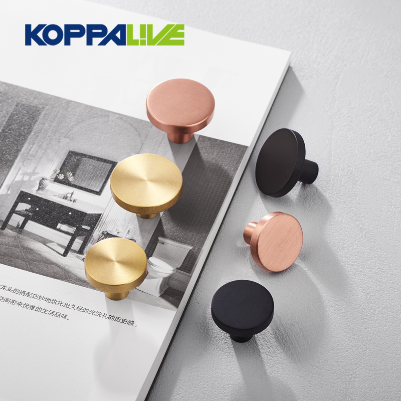 Minimalist Gold Black Drawer Handle and Knob 30mm Round Antique Brushed Solid Brass Cabinet Knobs for Furniture