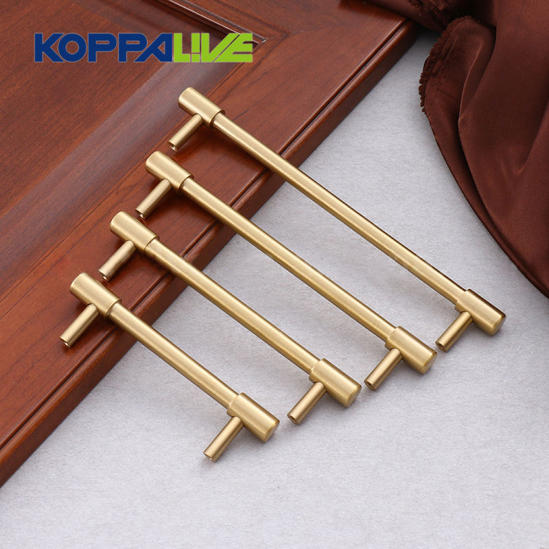 Koppalive Brushed Nickel Brass Furniture Handle 76mm 3 inch European Gold and Matte Black Wardrobe Door Cabinet Pull Handles