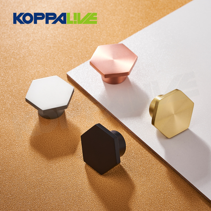 Koppalive modern cabinet knob rose gold and nickel hexagon brushed brass drawer knob