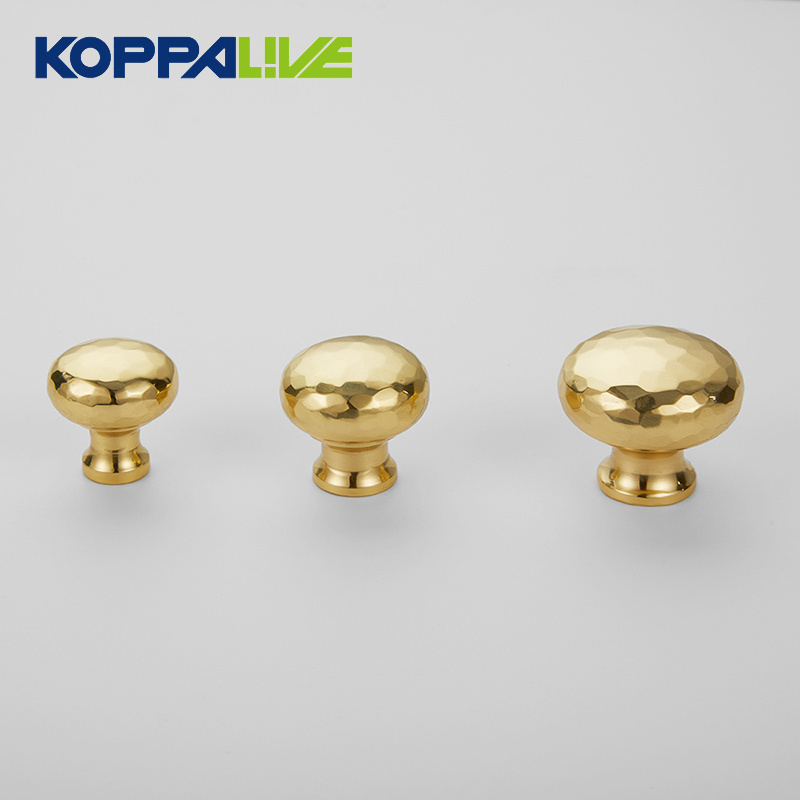 Koppalive Mushroom Round Knob Solid Brass Hardware Gold Hammered Cabinet Knob for Living Room Home Decor