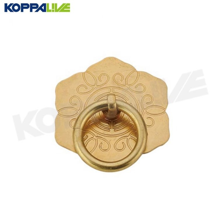 Koppalive Chinese Antique Bronze Gold Brass Furniture Cabinet Bookcase Drawer Knob Drop Ring Pull Handles for drawers