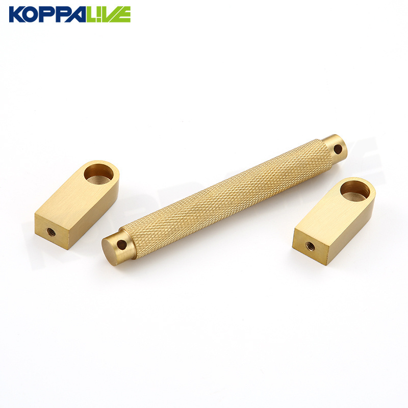 Koppalive Luxury satin gold knurled handle 96mm 15inch brass cupboard door kitchen cabinet long pulls handles