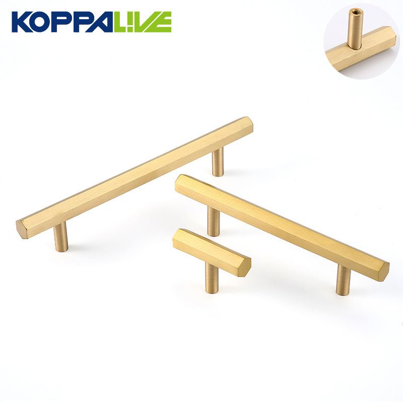 Nordic Furniture Handles Knobs Brass Hexagon Kitchen Cabinets and Door Handle Rose Gold Metal Wardrobe Drawer Pulls and Knob