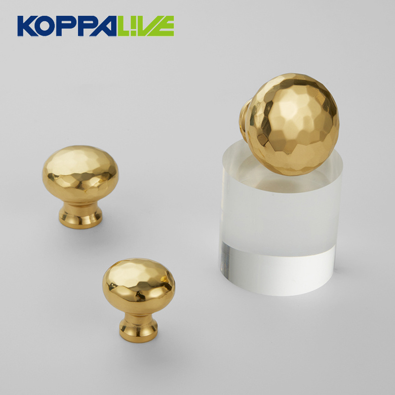 Koppalive Mushroom Round Knob Solid Brass Hardware Gold Hammered Cabinet Knob for Living Room Home Decor