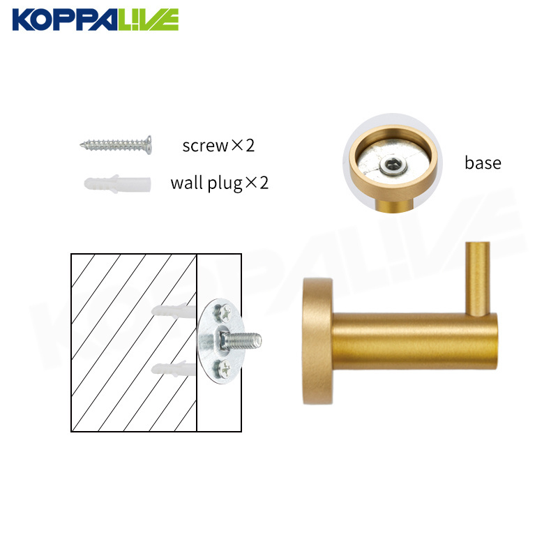 Koppalive Double Wall Shower Towel Hook for Kitchen and Bathroom Self garment coat hat brass metal over door hooks decorative