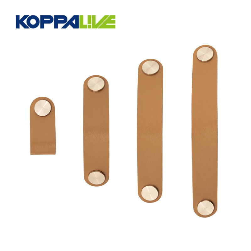 Koppalive Genuine Leather Brass Studs Pulls Knobs Handles For Drawer Dresser and Furniture Door