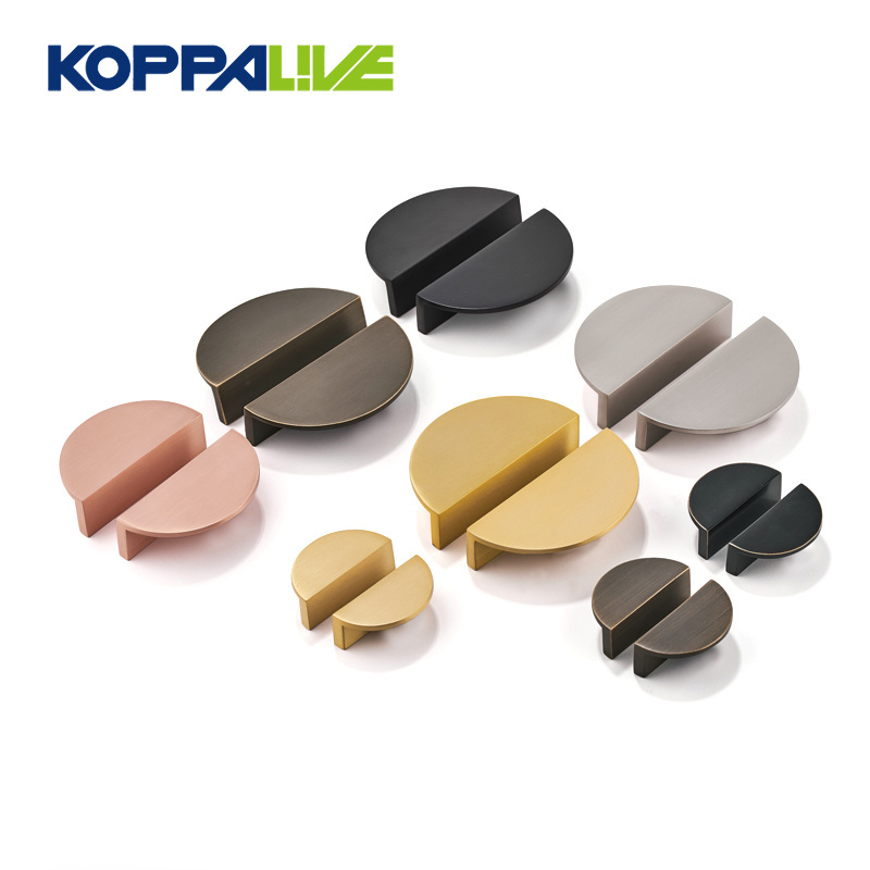 Koppalive Brass Semi Circular Handle Rose Gold Bronze Cabinet Cupboard Half Moon Door Pulls Handles for Furniture