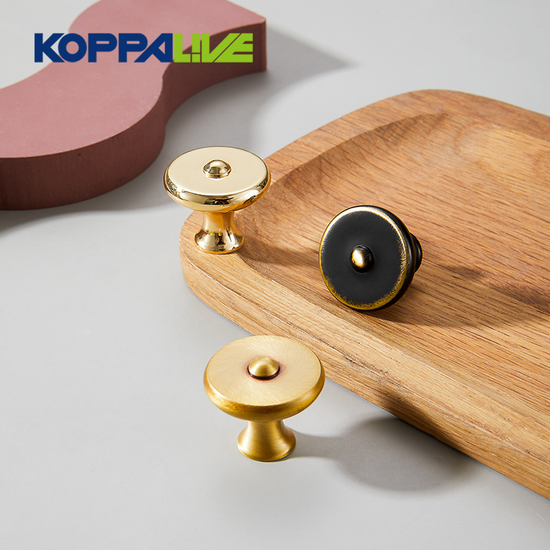 KOPPALIVE Solid Drawer Knobs Furniture Polished Round Brass Knobs for Wood Cabinet Door