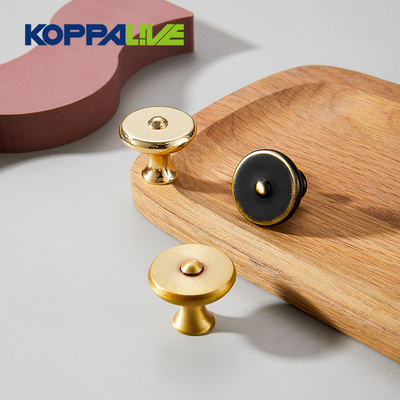 KOPPALIVE Solid Drawer Knobs Furniture Polished Round Brass Knobs for Wood Cabinet Door