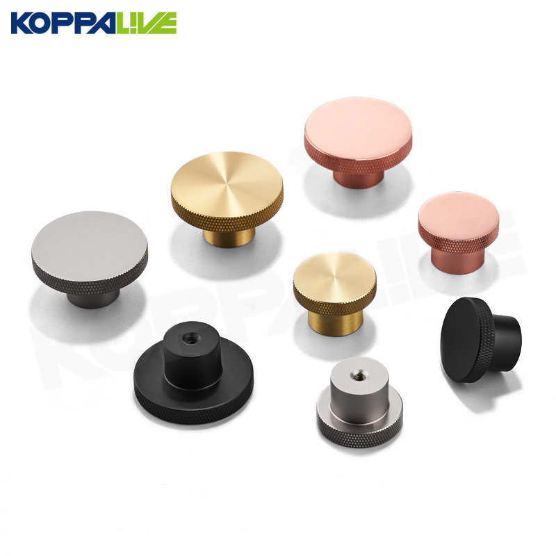 Koppalive knurled textured round cabinet door knob brushed brass furniture dresser drawer knobs