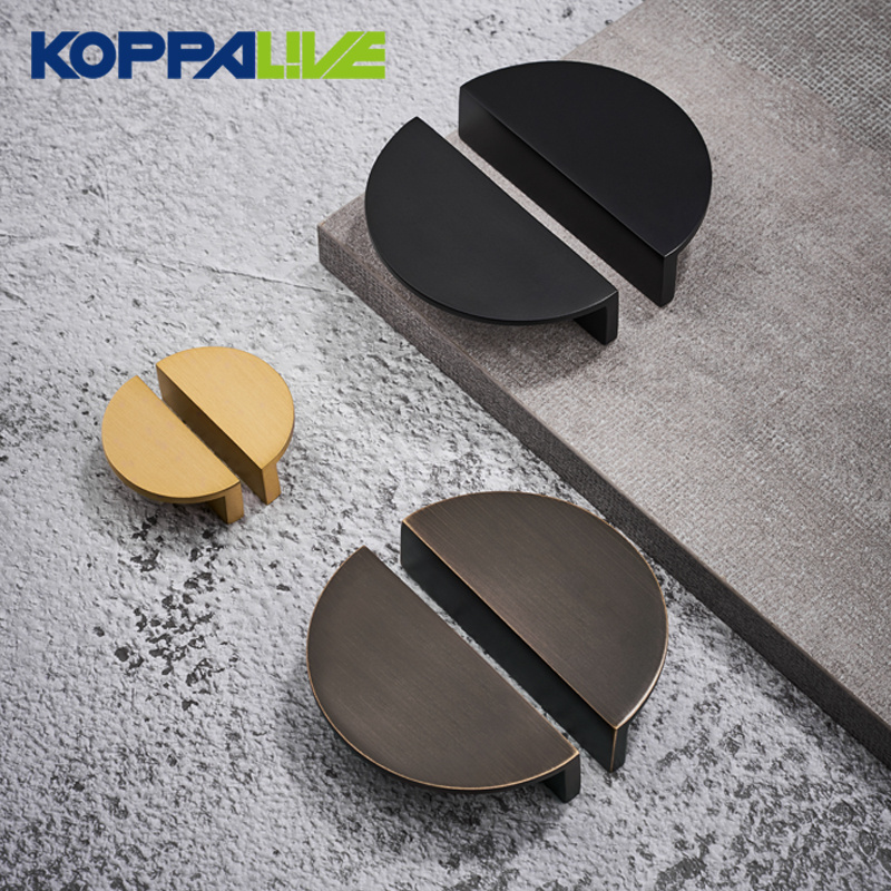 Koppalive Brass Semi Circular Handle Rose Gold Bronze Cabinet Cupboard Half Moon Door Pulls Handles for Furniture