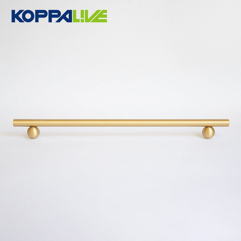 Koppalive Latest Solid Brass Surface Gold Decorative Cabinet Door Drawer Handle European Ball Base Long Furniture Handle