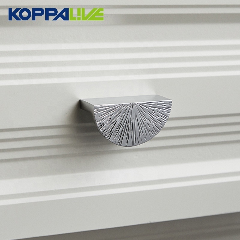 KOPPALIVE Brass Line Hammer Cabinet Door Handle Desk Drawer Pulls Modern Chrome Half Moon Handles and Knobs Polished Copper