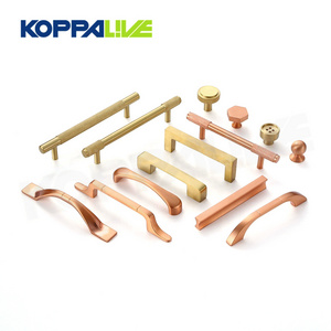 Koppalive brass cabinet knob drawer pulls furniture hardware knurled rose gold handles for kitchen cabinets