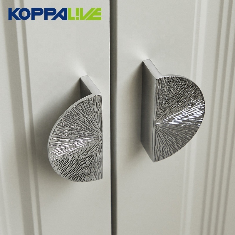 KOPPALIVE Brass Line Hammer Cabinet Door Handle Desk Drawer Pulls Modern Chrome Half Moon Handles and Knobs Polished Copper