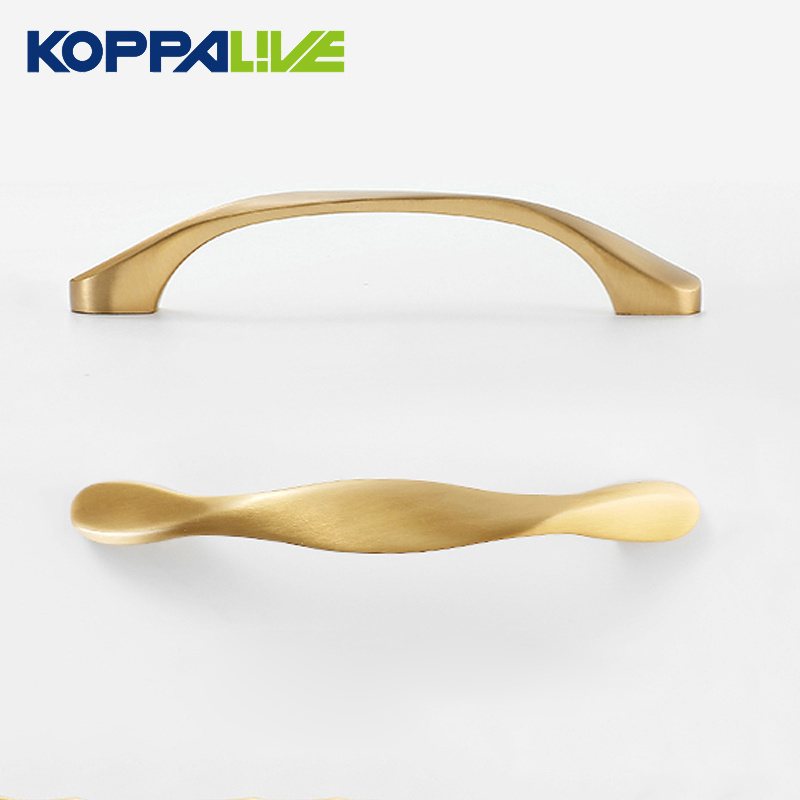 Koppalive Twist cabinet hardware handle modern gold brass drawer pull kitchen cabinet handles for furniture