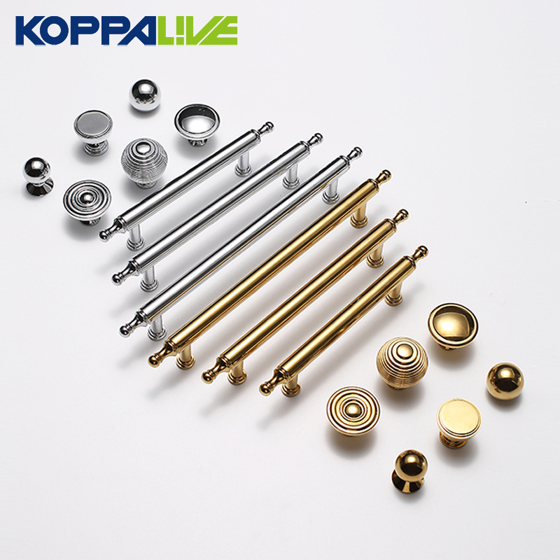 Koppalive French Style Brass Handles for Cabinet Cupboard Door Luxury Chrome Silver Closet Handles