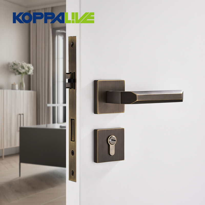 KOPPALIVE Bedroom Living Room Door Lock Set Brass Lever Mortise Dummy Split Wood Door Handles