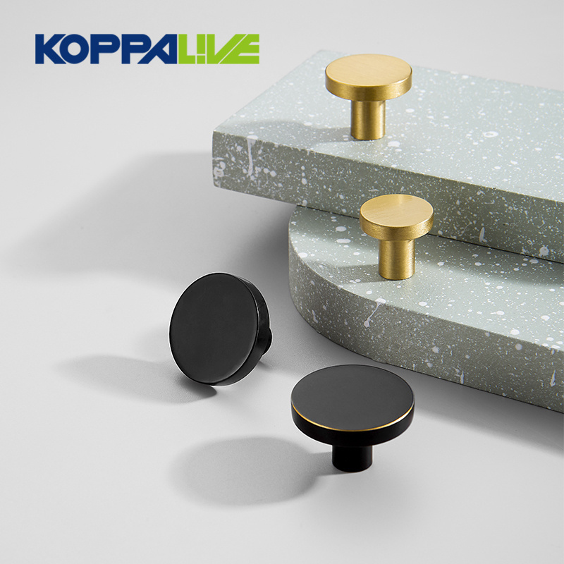 Minimalist Gold Black Drawer Handle and Knob 30mm Round Antique Brushed Solid Brass Cabinet Knobs for Furniture