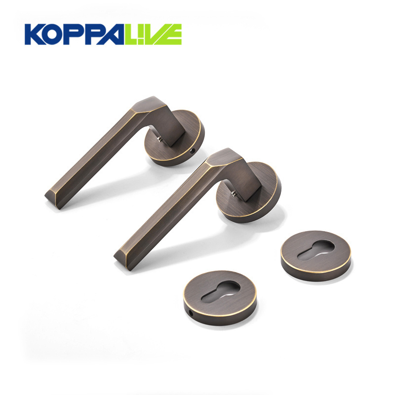 KOPPALIVE Brass Mute Door Lock Set Interior Bedroom Bathroom Safety Entry Wood Door Lever Lock Dummy Handle