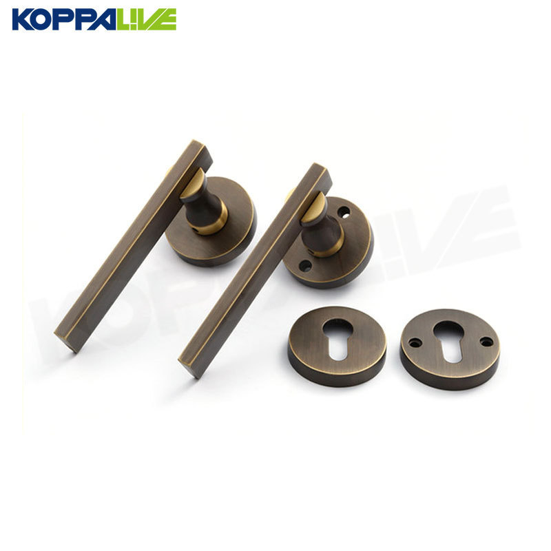 KOPPALIVE Modern bedroom safety door lock set interior brass mortise lever entrance door handle