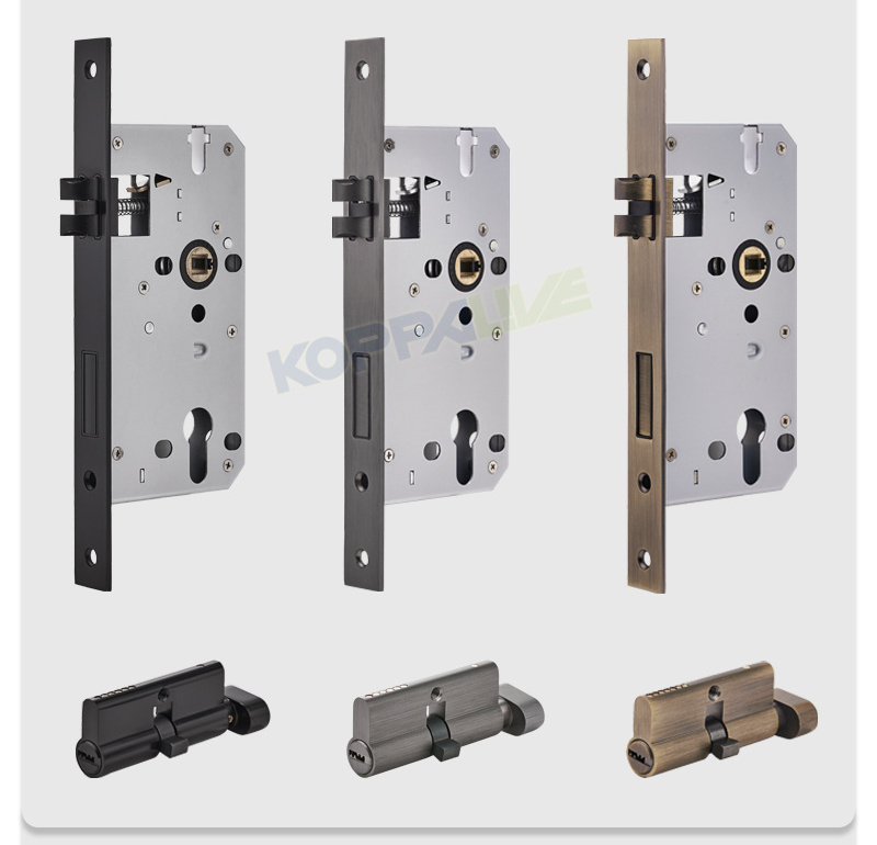 KOPPALIVE Modern bedroom safety door lock set interior brass mortise lever entrance door handle