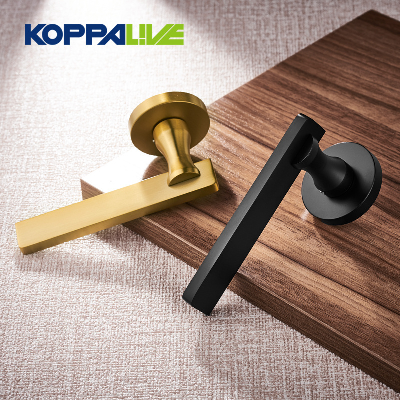 KOPPALIVE Modern bedroom safety door lock set interior brass mortise lever entrance door handle