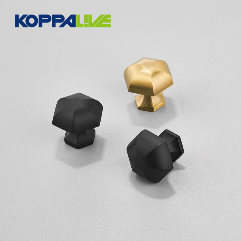 Koppalive geometric gold cabinet drawer handle and knob art deco style brushed brass hexagon cupboard knobs