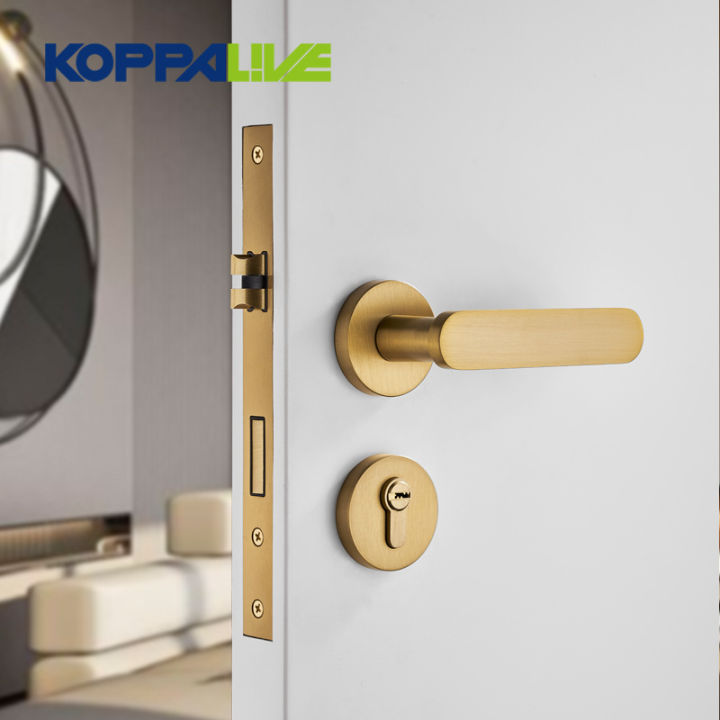 KOPPALIVE Brass Bedroom Bathroom front door knob European French Black Passage Entry Lever Door Handle and locks set