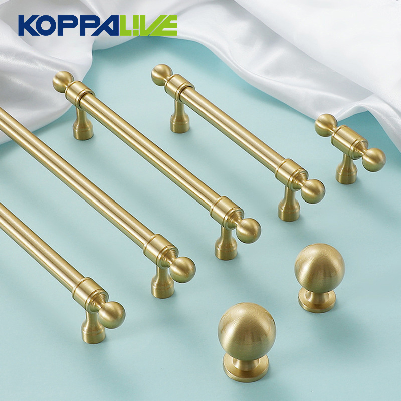 Koppalive Italian French wardrobe handle modern luxury chrome plated round ball drawer cabinet door brass handle