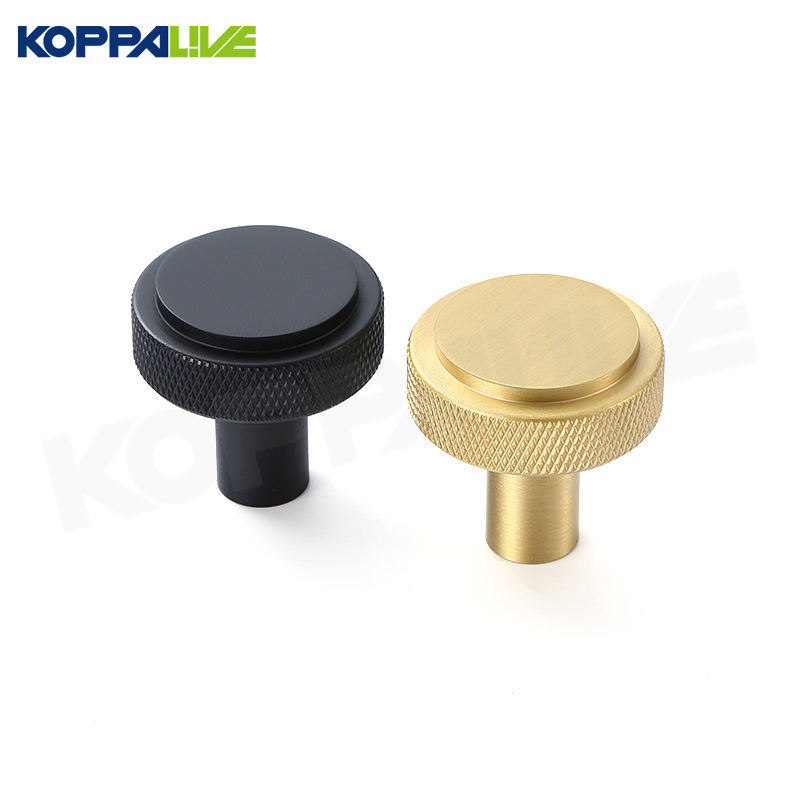 Modern furniture hardware satin nickel kitchen knurled knobs handles rose gold brass cabinet door drawer knobs