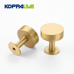 Koppalive Unique Design Furniture Hardware Gold Drawer Dresser Knobs Flat Brass Kitchen Cabinet Door Handle Knob