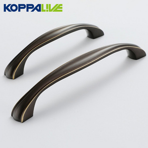 Koppalive European Solid Brass Drawer Pulls Minimalist Black and Gold Cabinet Handles for kitchen