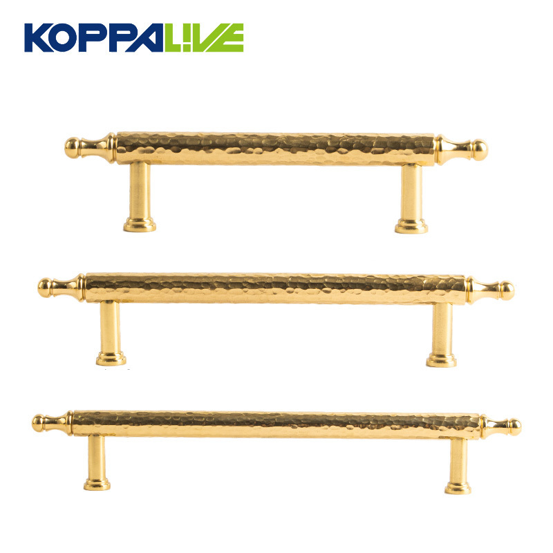 Koppalive Contemporary Solid Brass 3-3/4 inch Center to Center Hand Forged Hammered Cabinet Pulls Bedroom Wardrobe Handles