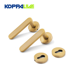 KOPPALIVE Brass Bedroom Bathroom front door knob European French Black Passage Entry Lever Door Handle and locks set