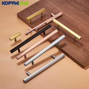 Nordic Furniture Handles Knobs Brass Hexagon Kitchen Cabinets and Door Handle Rose Gold Metal Wardrobe Drawer Pulls and Knob