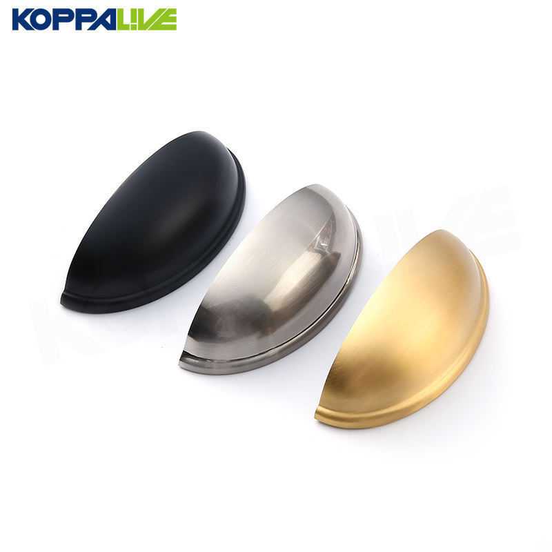 Koppalive Brushed Brass Bin Cup Kitchen Cabinet Pull Chrome Silver Shell Copper Drawer Handle for Cupboards