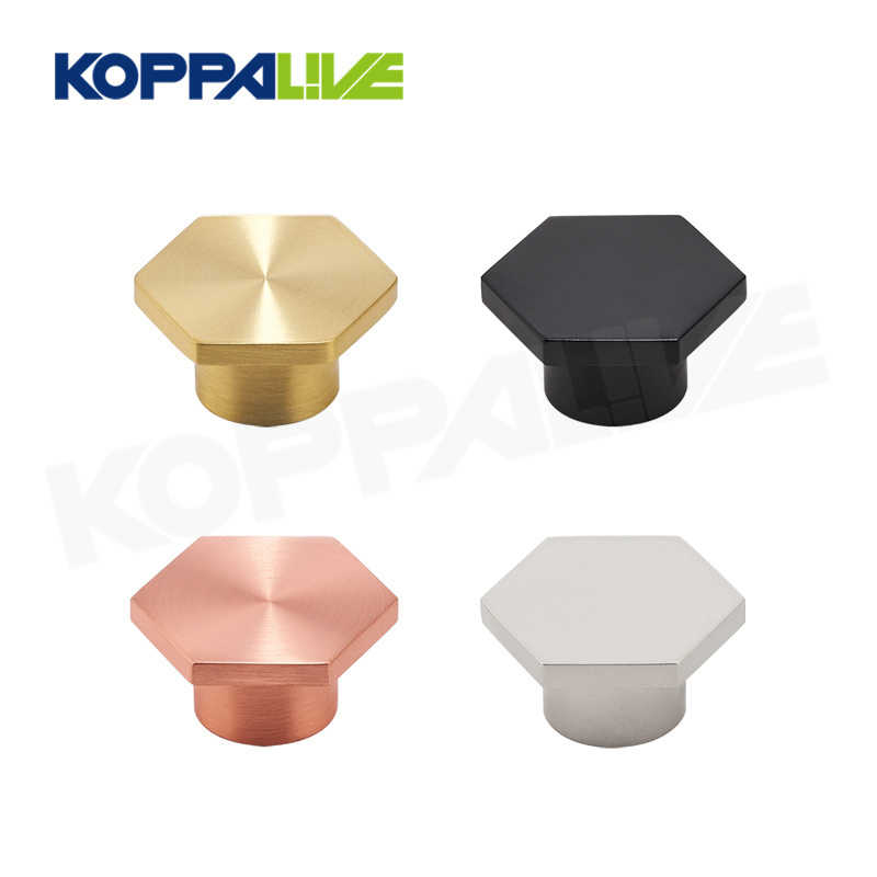 Koppalive modern cabinet knob rose gold and nickel hexagon brushed brass drawer knob