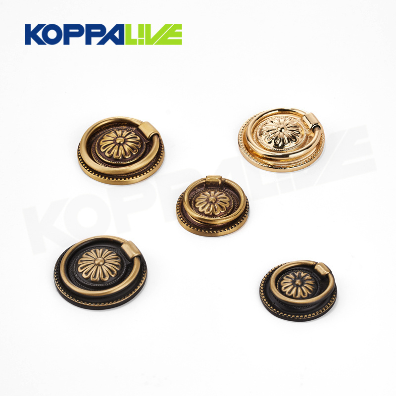 Antique Dresser Knobs Ring Drawer Handles Round Brass Vintage Cabinet Knob for Nightstand Cupboard Drawer Cabinet Pull