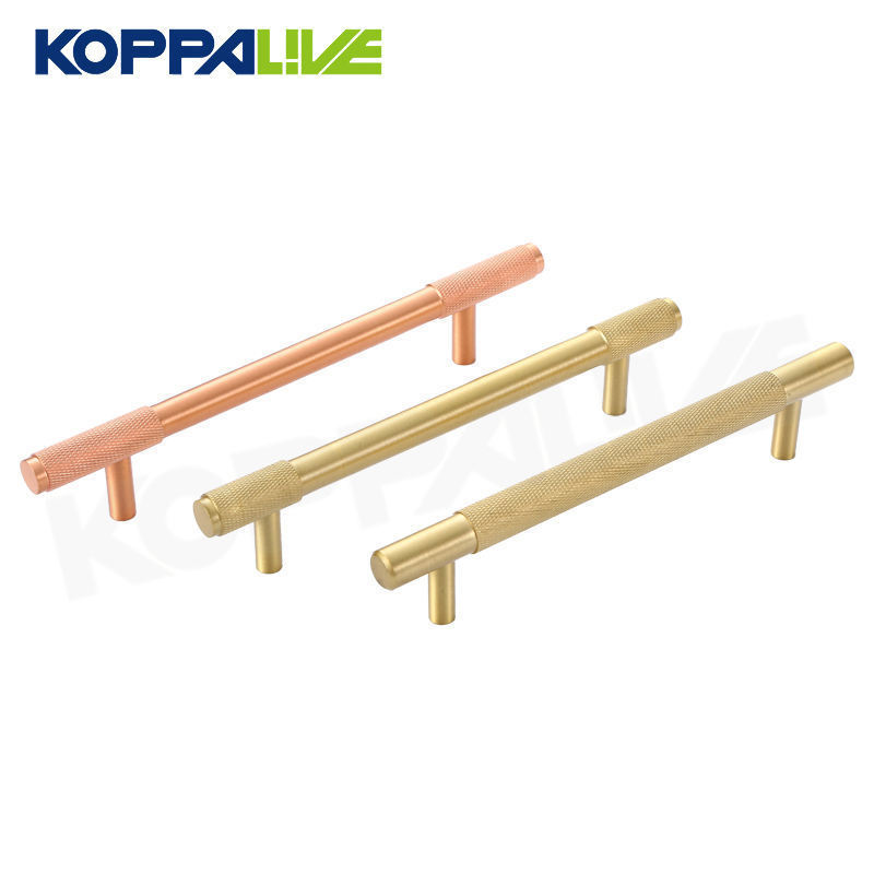 Koppalive brass cabinet knob drawer pulls furniture hardware knurled rose gold handles for kitchen cabinets