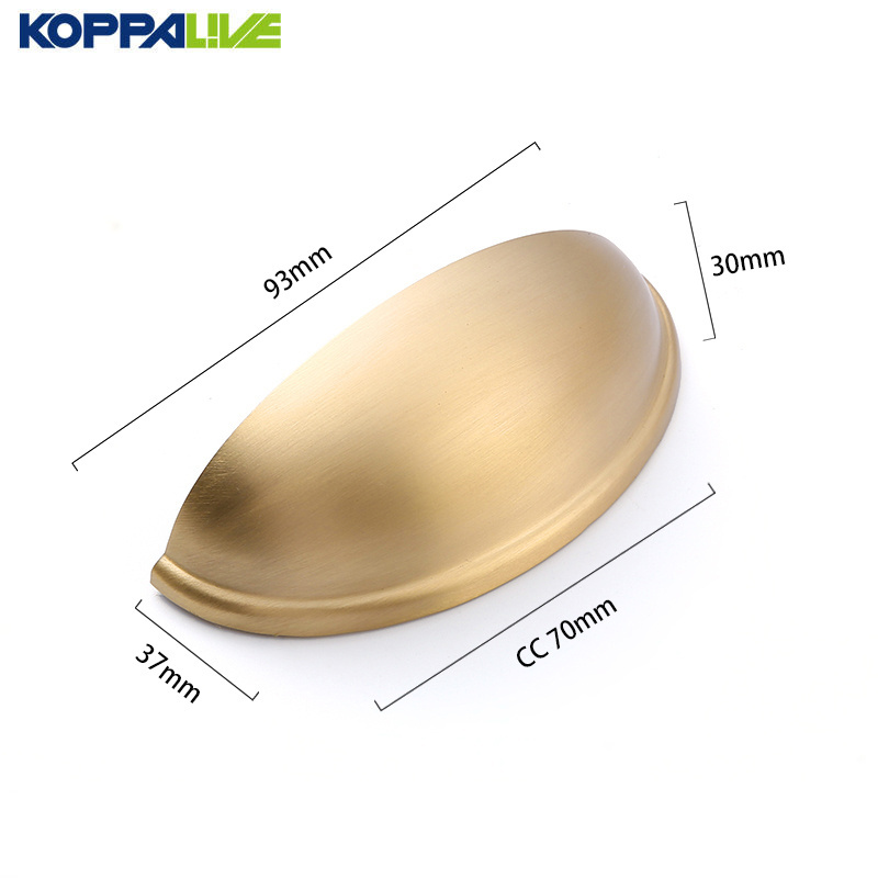 Koppalive Brushed Brass Bin Cup Kitchen Cabinet Pull Chrome Silver Shell Copper Drawer Handle for Cupboards