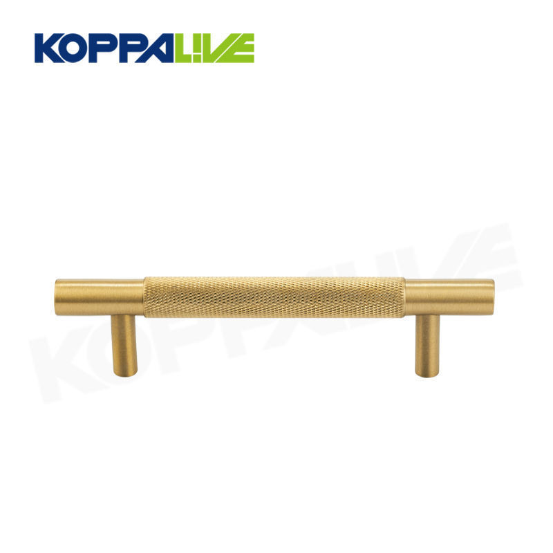 Koppalive Luxury Gold Black Knurl Kitchen Door Handle Silver Brushed Nickel Satin Brass Knurling Cabinet Pulls