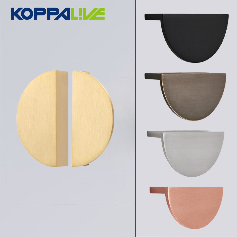 Koppalive Brass Semi Circular Handle Rose Gold Bronze Cabinet Cupboard Half Moon Door Pulls Handles for Furniture