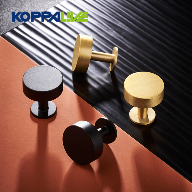 Koppalive Unique Design Furniture Hardware Gold Drawer Dresser Knobs Flat Brass Kitchen Cabinet Door Handle Knob