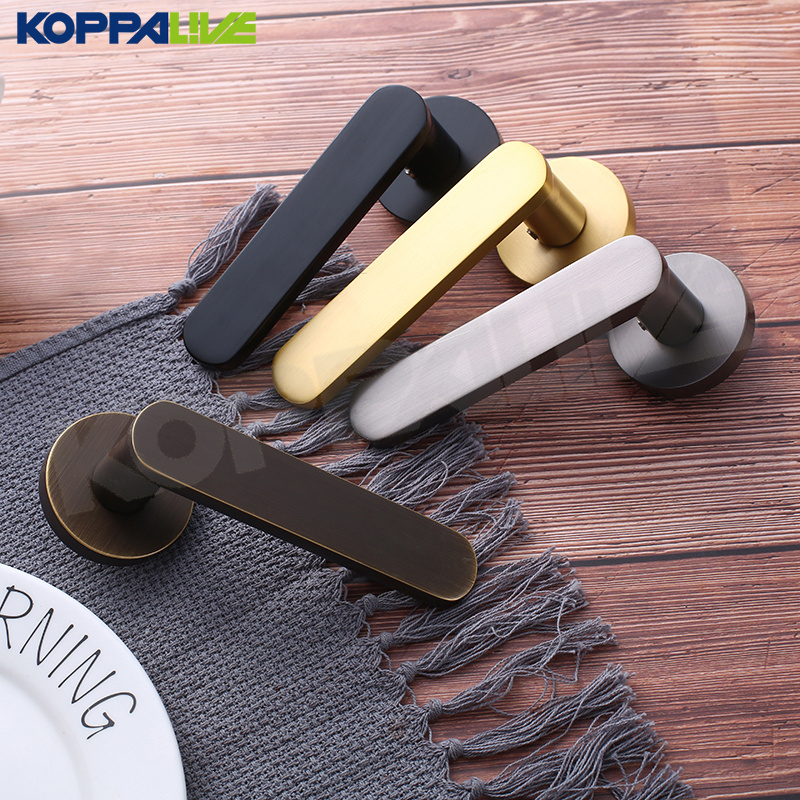 KOPPALIVE Brass Bedroom Bathroom front door knob European French Black Passage Entry Lever Door Handle and locks set