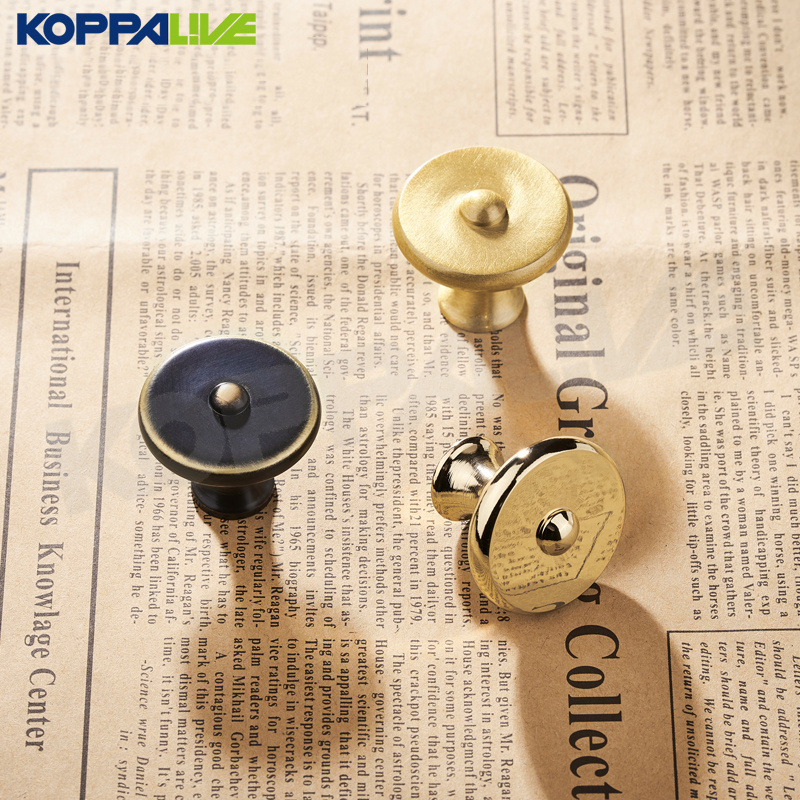 KOPPALIVE Solid Drawer Knobs Furniture Polished Round Brass Knobs for Wood Cabinet Door