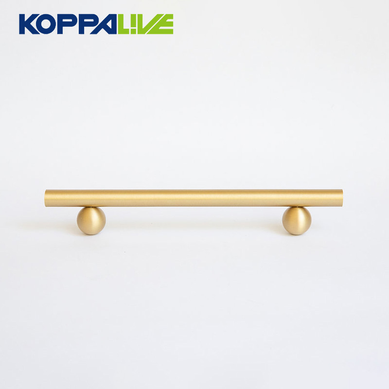 Koppalive Latest Solid Brass Surface Gold Decorative Cabinet Door Drawer Handle European Ball Base Long Furniture Handle